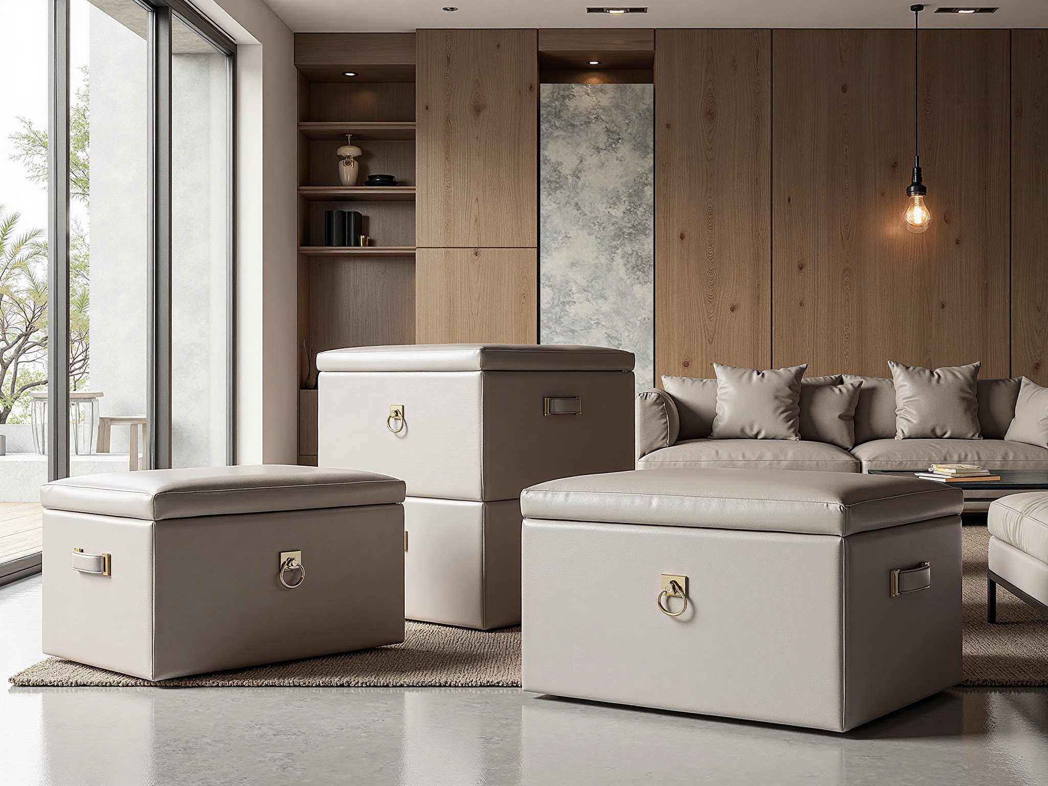 The Chester Leather Ottoman — view 3